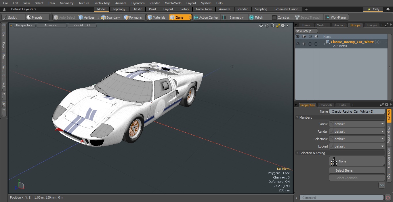 Classic Racing Car White 3D model