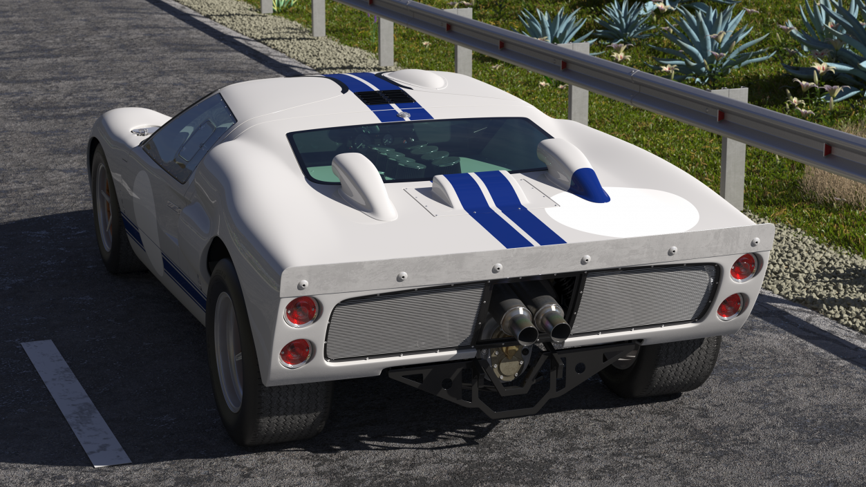 Classic Racing Car White 3D model