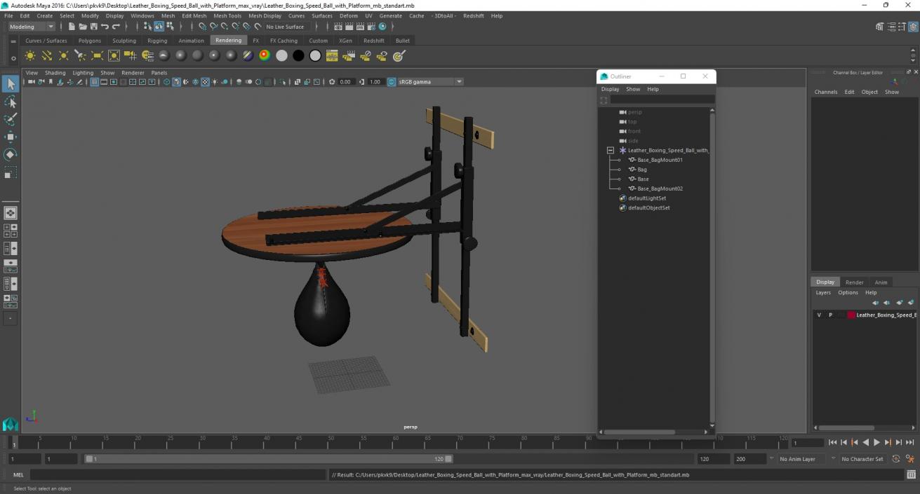 Leather Boxing Speed Ball with Platform 3D model