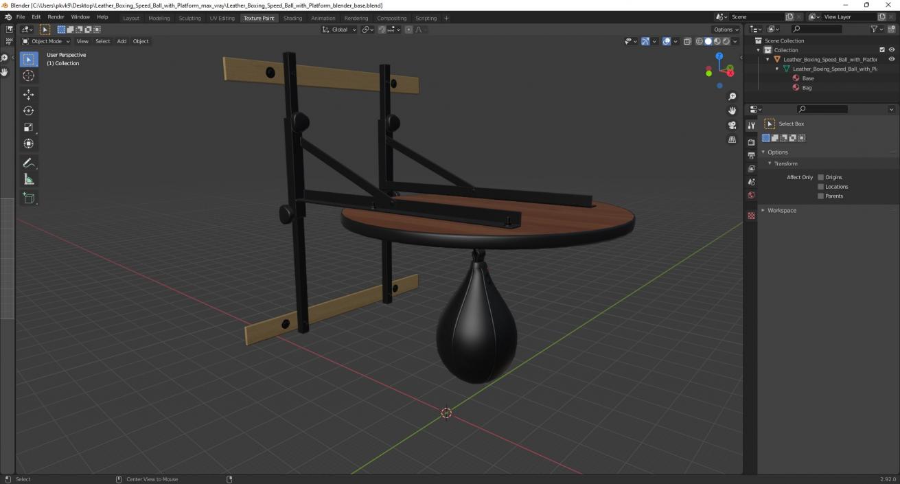 Leather Boxing Speed Ball with Platform 3D model