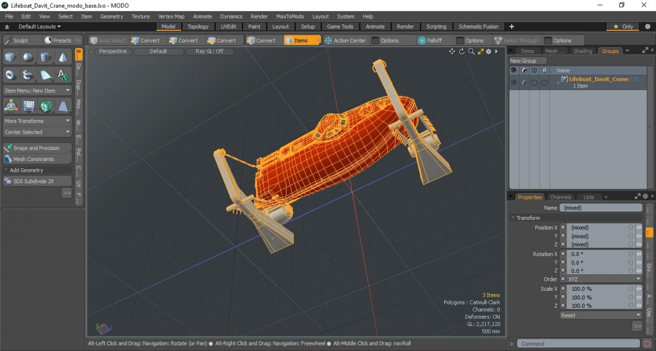 3D model Lifeboat Davit Crane