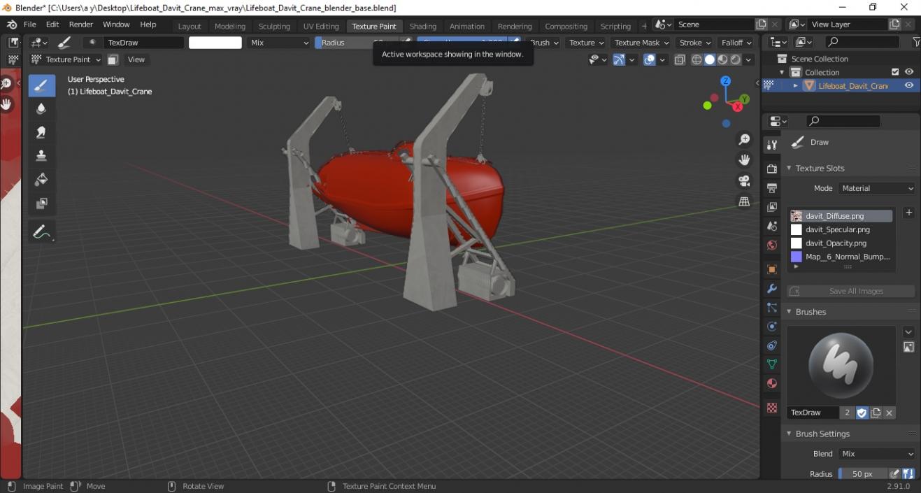 3D model Lifeboat Davit Crane