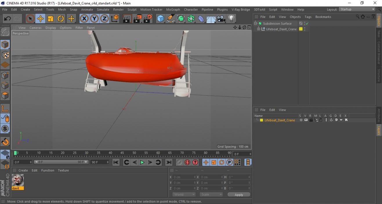 3D model Lifeboat Davit Crane