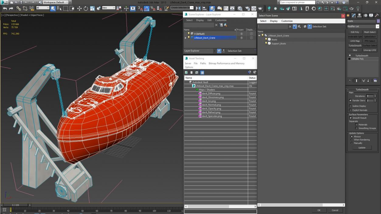 3D model Lifeboat Davit Crane