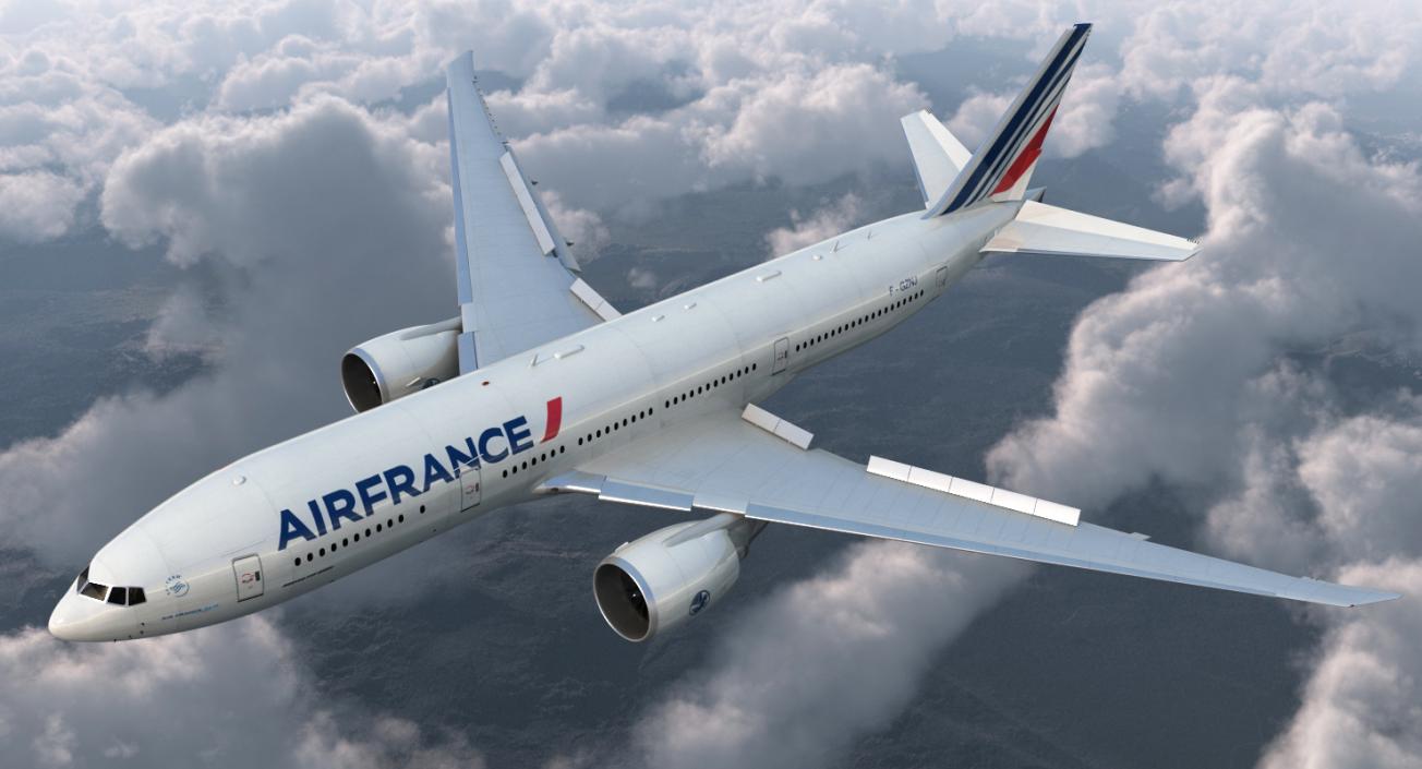 Boeing 777 200LR Air France Rigged 3D model