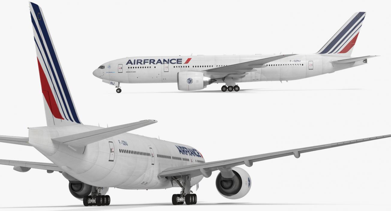 Boeing 777 200LR Air France Rigged 3D model