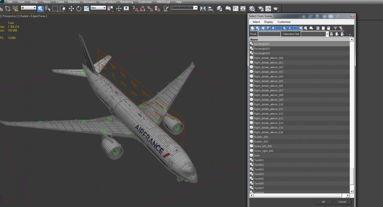 Boeing 777 200LR Air France Rigged 3D model