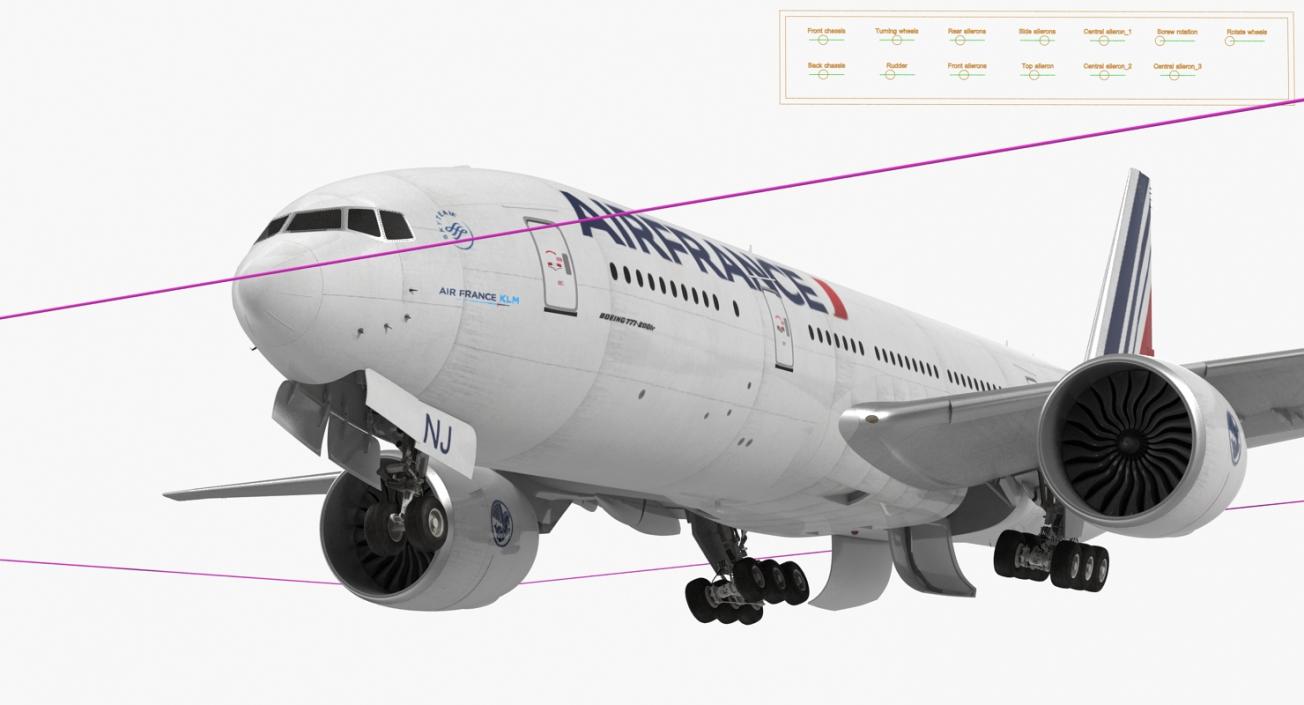 Boeing 777 200LR Air France Rigged 3D model