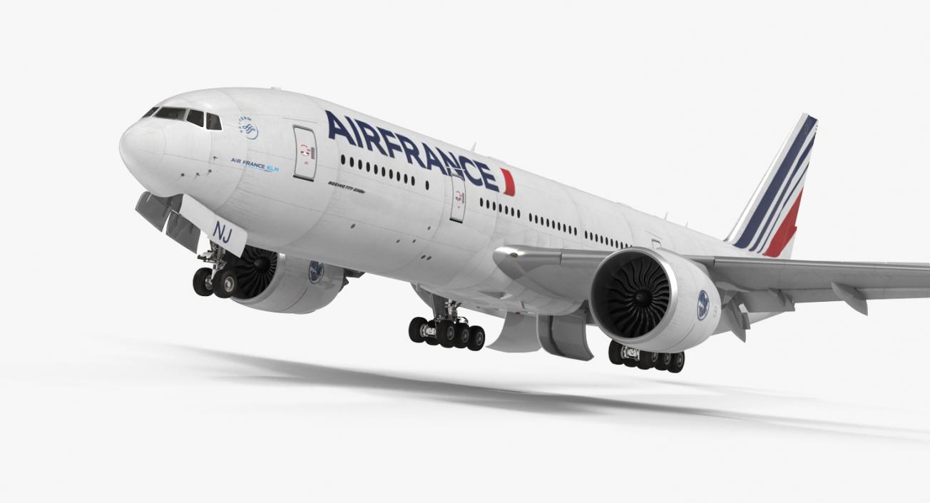 Boeing 777 200LR Air France Rigged 3D model