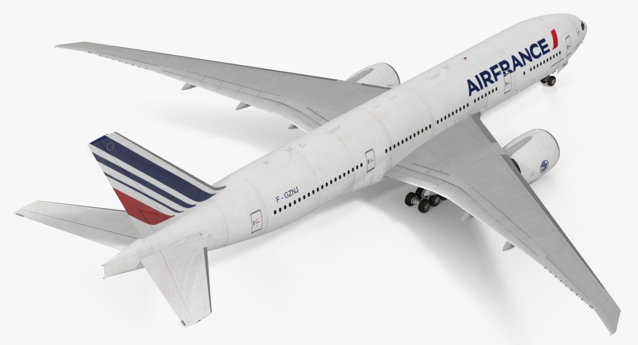 Boeing 777 200LR Air France Rigged 3D model