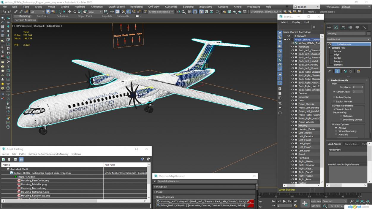 3D Airbus ZEROe Turboprop Rigged for Maya model