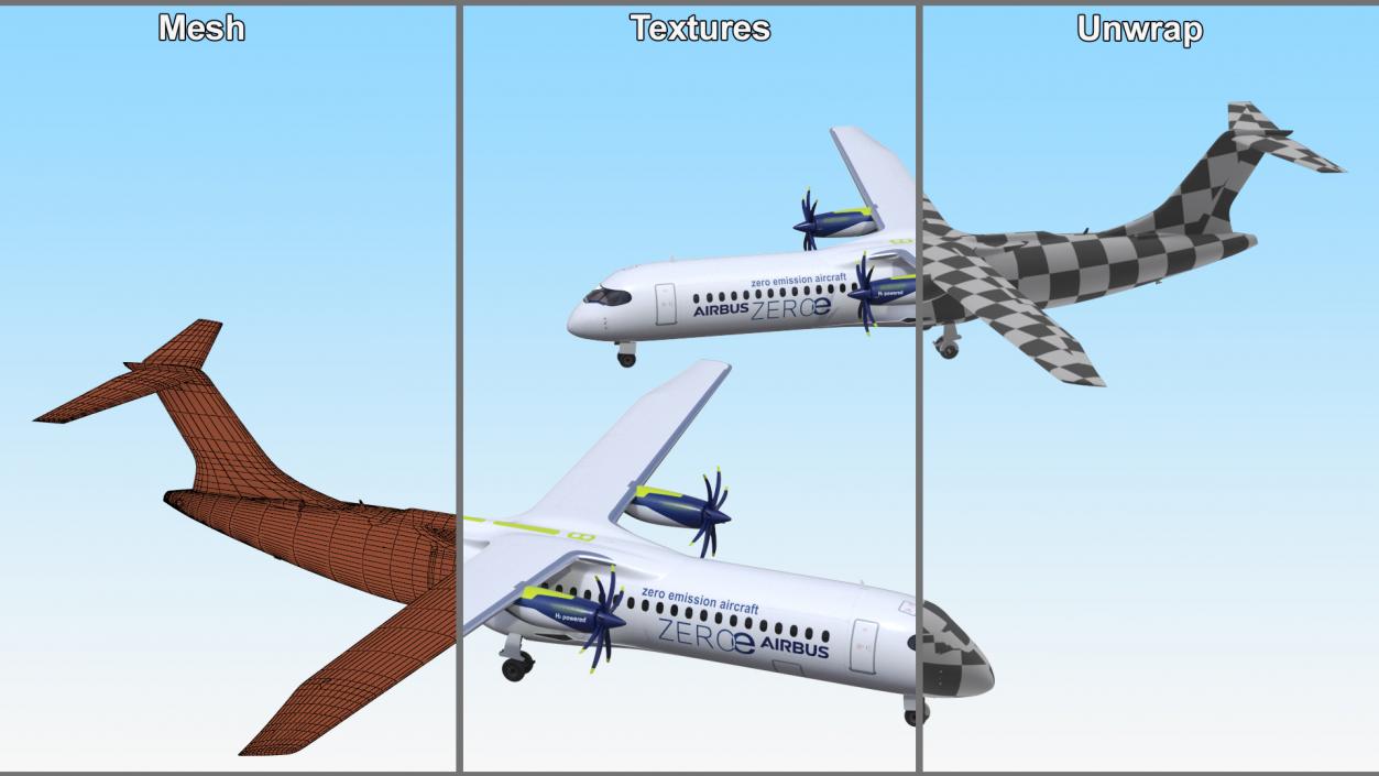 3D Airbus ZEROe Turboprop Rigged for Maya model