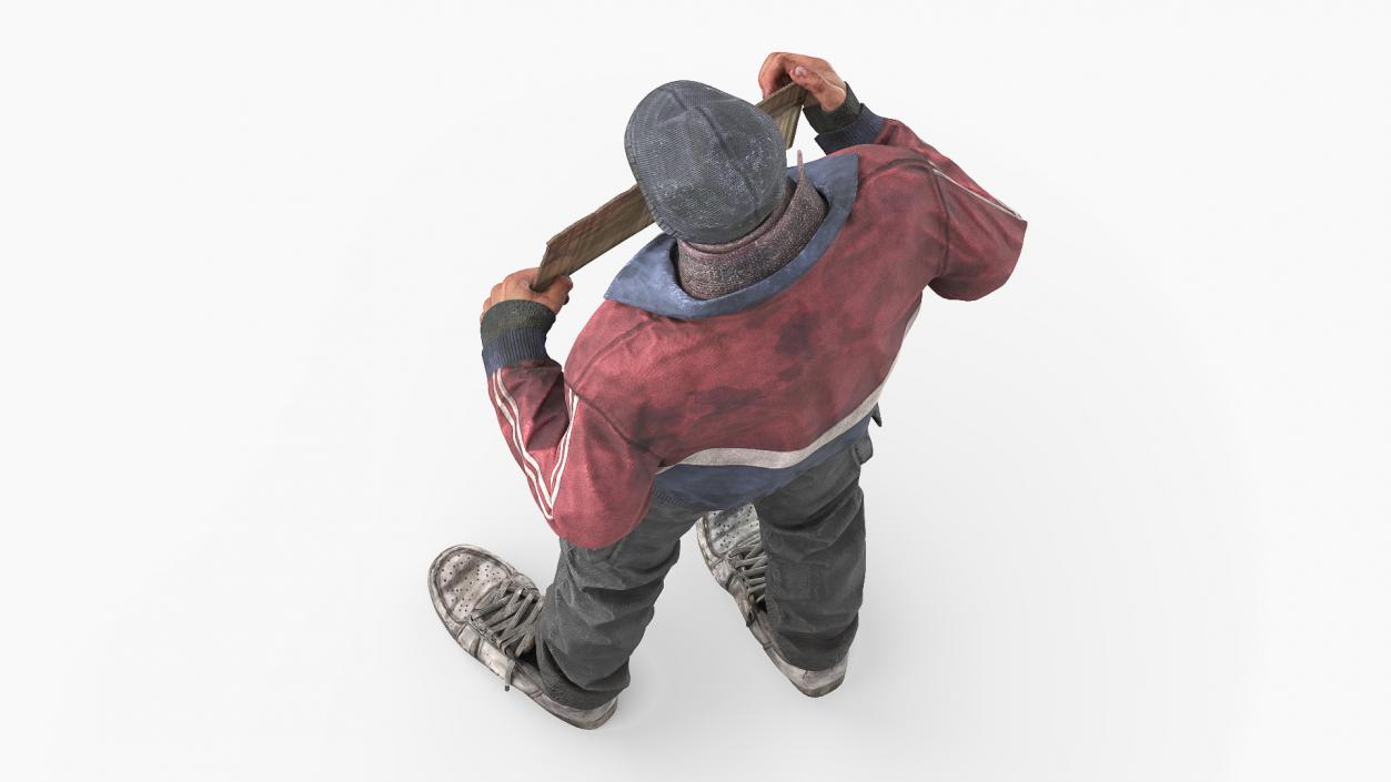 Standing Homeless Man with Placard 3D model