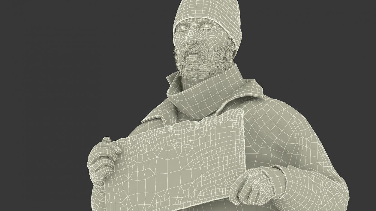 Standing Homeless Man with Placard 3D model