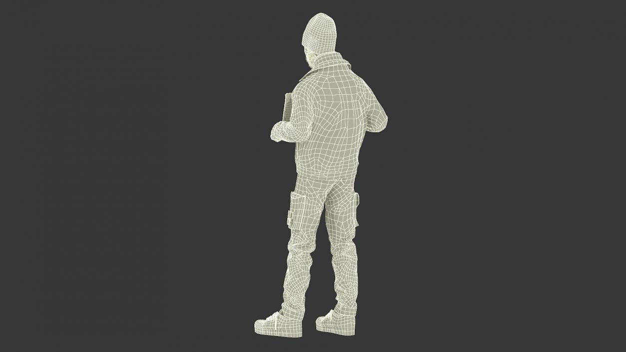 Standing Homeless Man with Placard 3D model