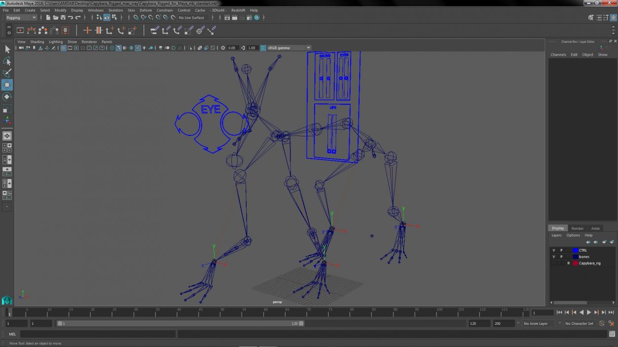 Capybara Rigged for Maya 3D model