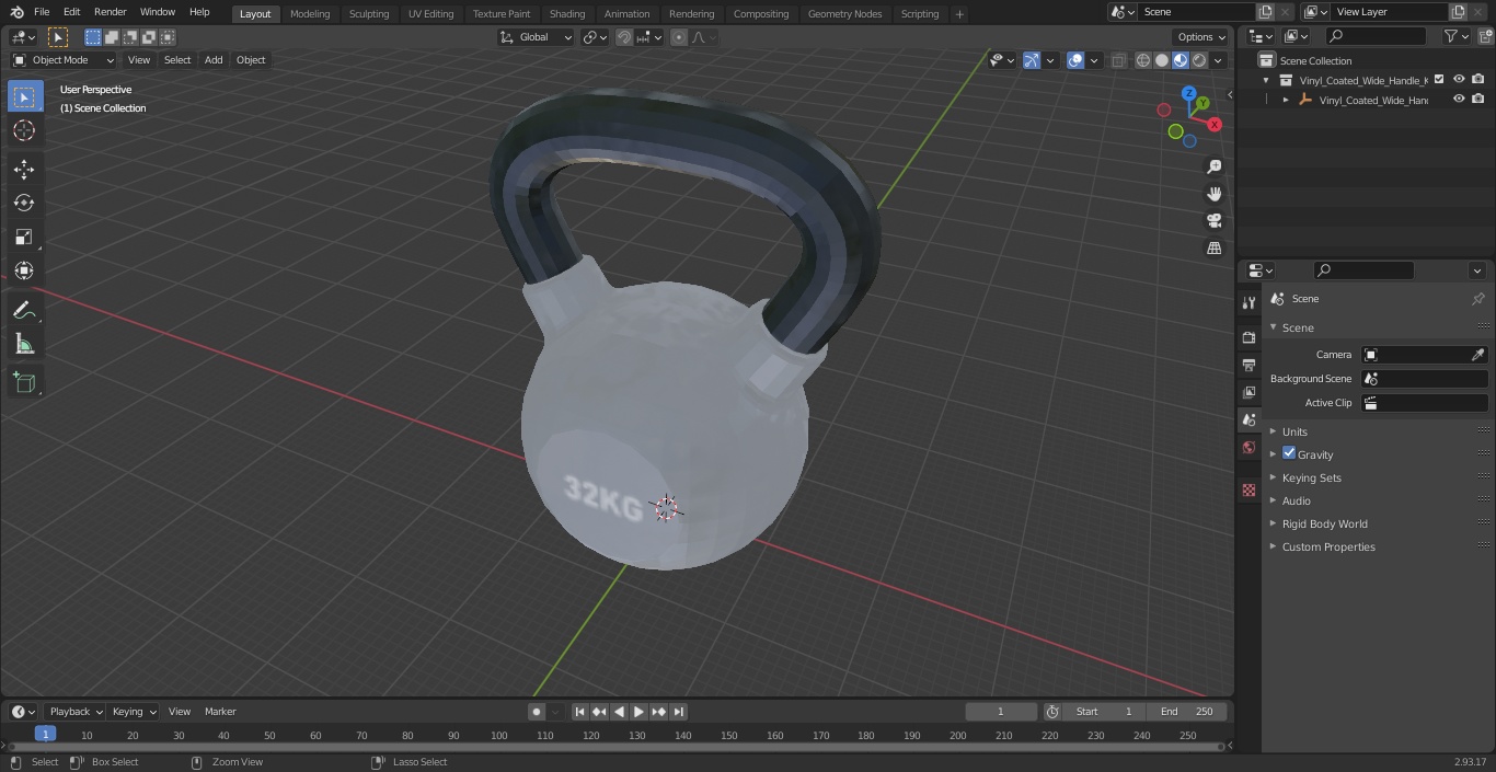 3D model Vinyl Coated Wide Handle Kettlebell 32kg