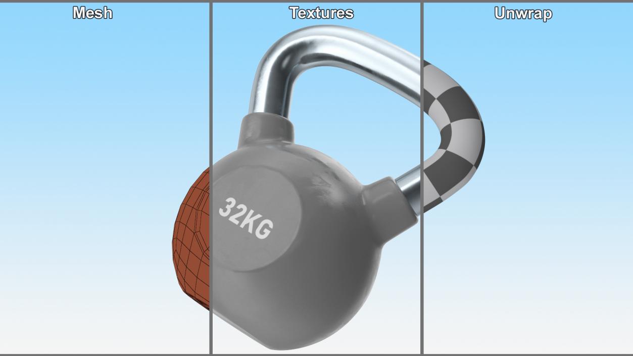 3D model Vinyl Coated Wide Handle Kettlebell 32kg