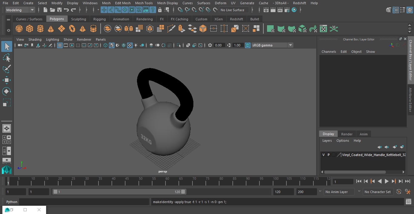 3D model Vinyl Coated Wide Handle Kettlebell 32kg