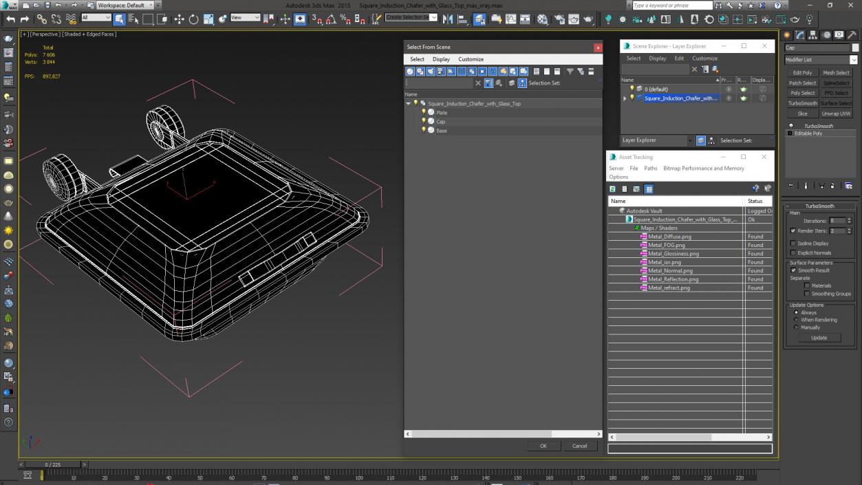 3D Square Induction Chafer with Glass Top model