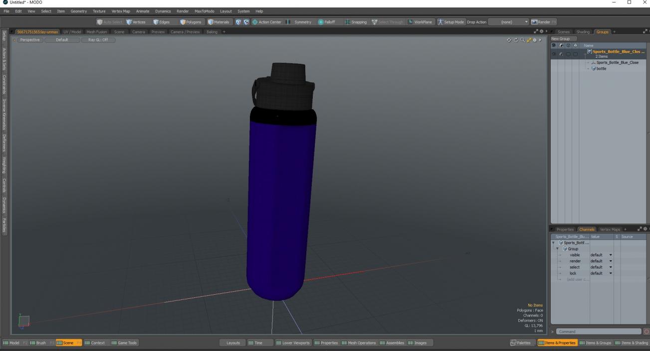 Sports Bottle Blue Close 3D model