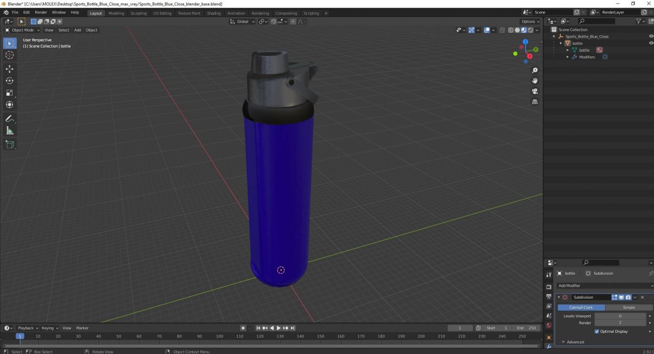 Sports Bottle Blue Close 3D model