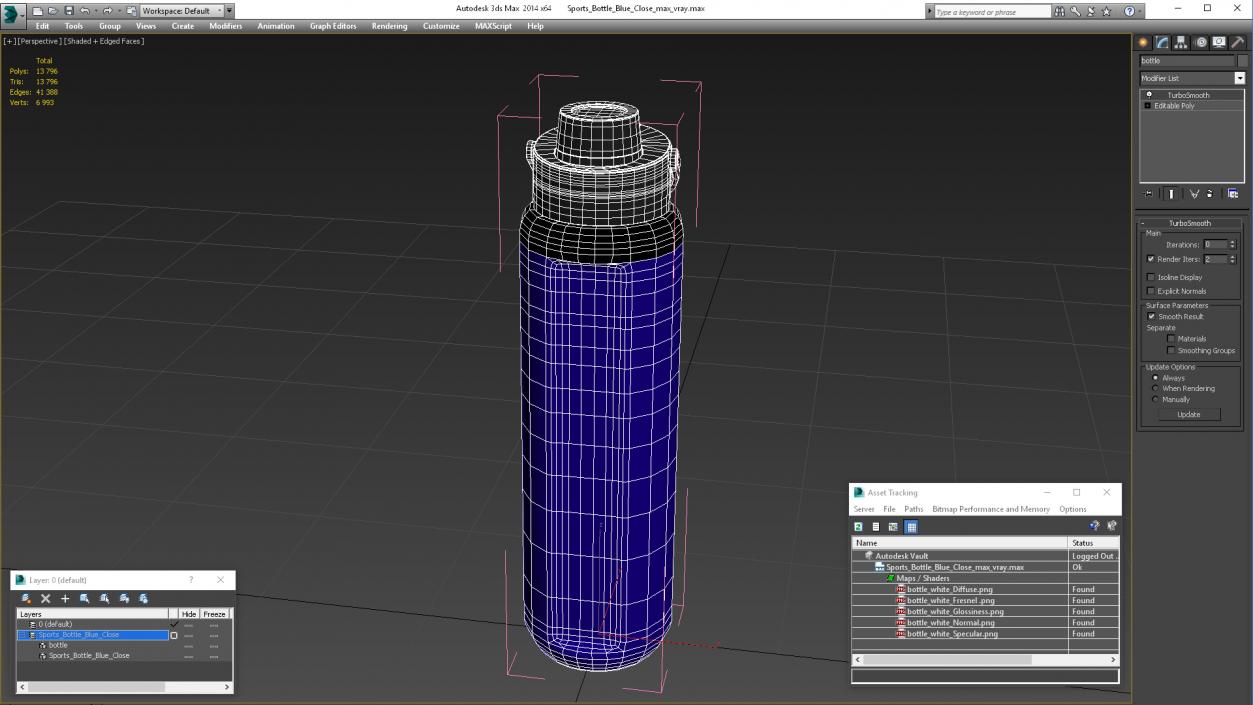 Sports Bottle Blue Close 3D model