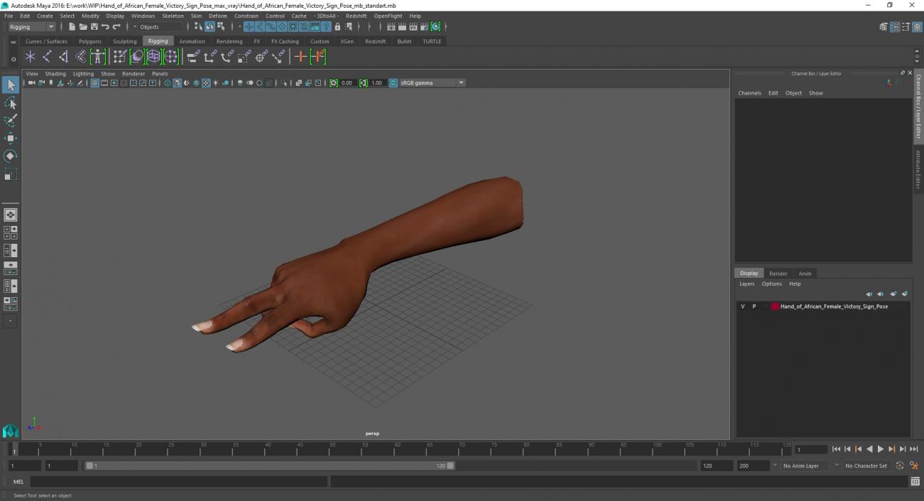 3D model Hand of African Female Victory Sign Pose