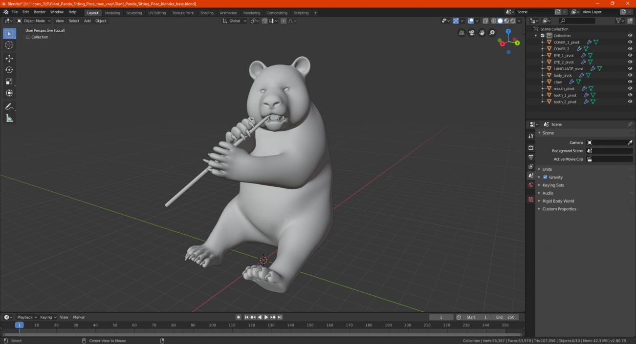 Giant Panda Sitting Pose 3D model