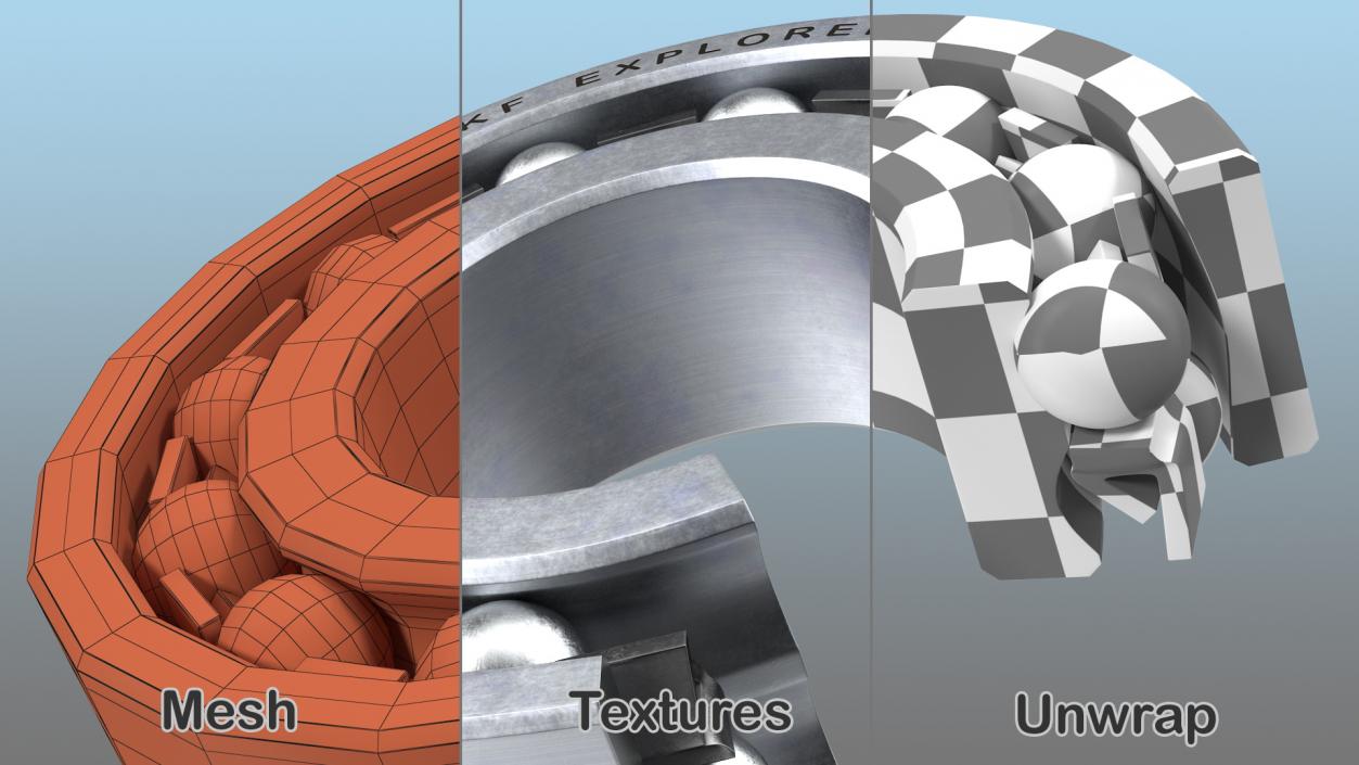 Roller Bearings Cut Inside Collection 3D