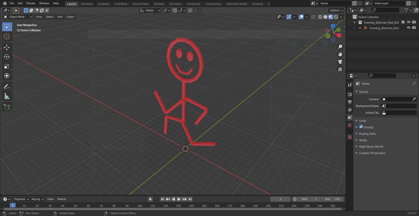 3D model Running Stickman Red