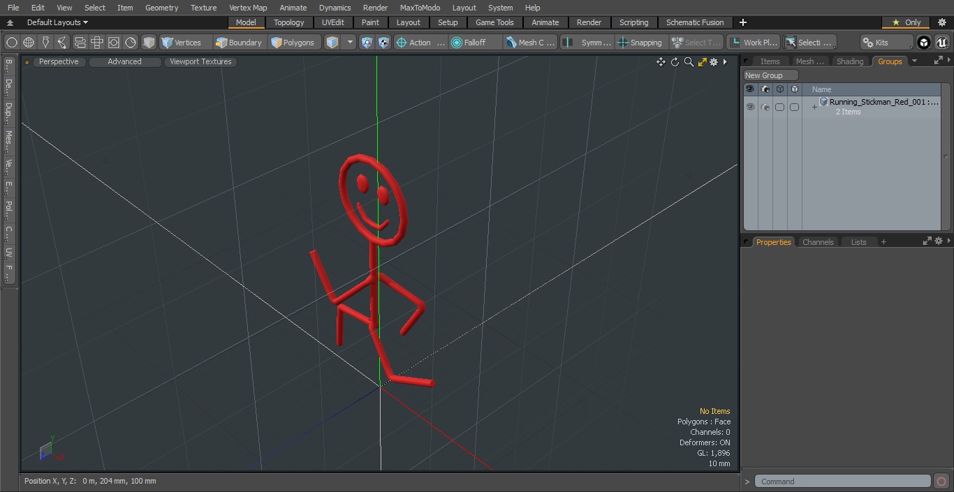 3D model Running Stickman Red