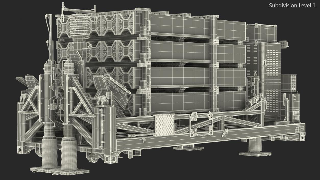 3D Iron Dome Mobile Air Defense System Folded Position