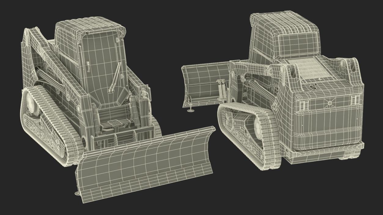 Tracked Skid Steer Bobcat With Dozer Blade 3D