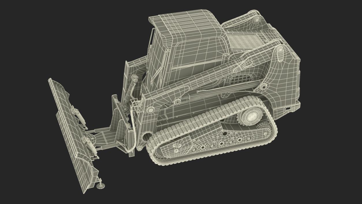 Tracked Skid Steer Bobcat With Dozer Blade 3D