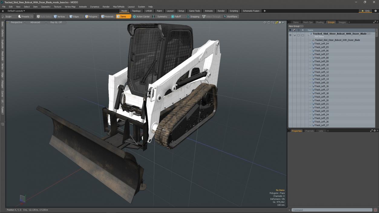 Tracked Skid Steer Bobcat With Dozer Blade 3D