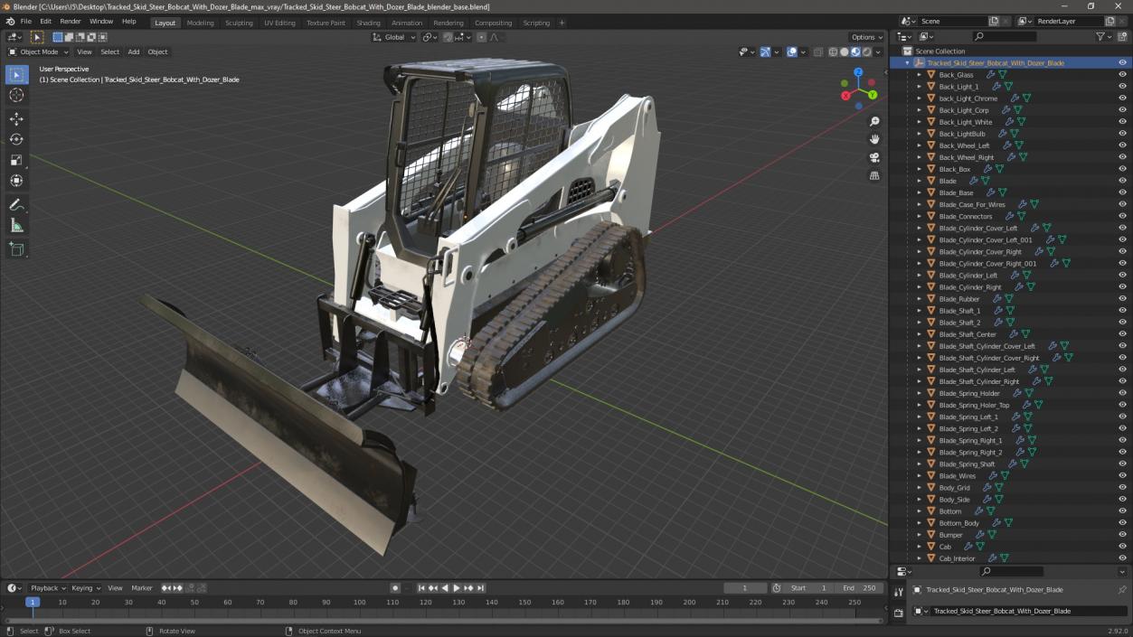 Tracked Skid Steer Bobcat With Dozer Blade 3D