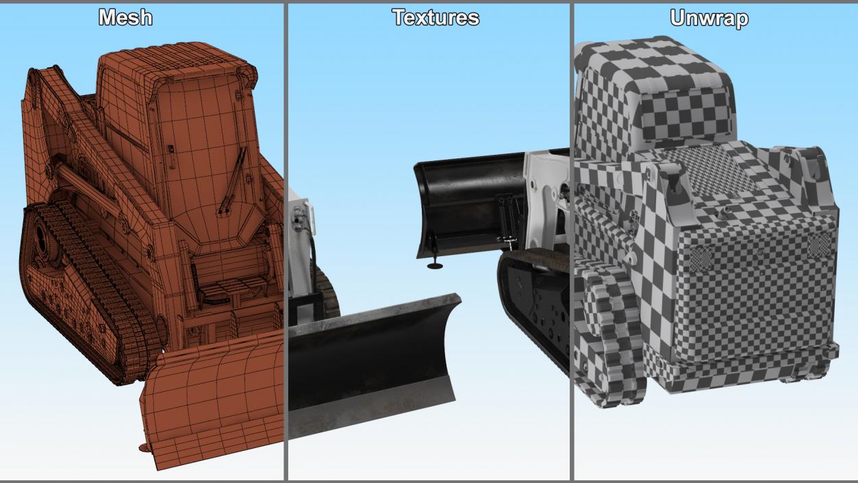 Tracked Skid Steer Bobcat With Dozer Blade 3D