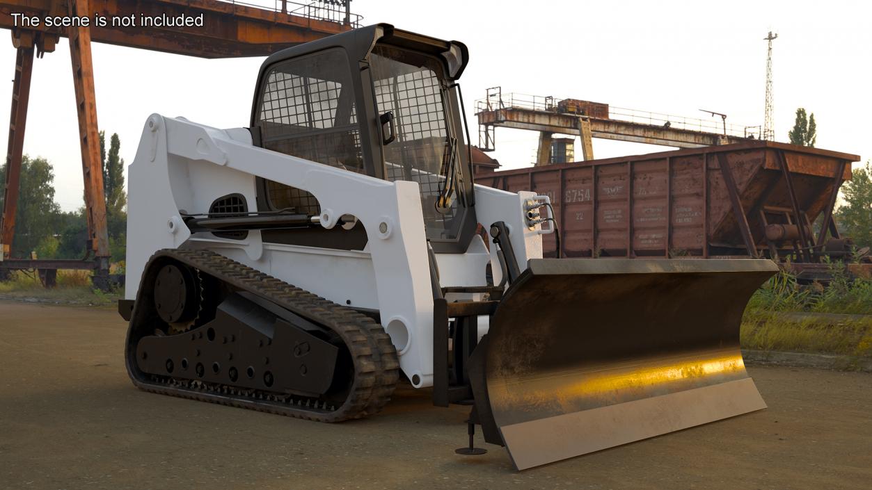 Tracked Skid Steer Bobcat With Dozer Blade 3D