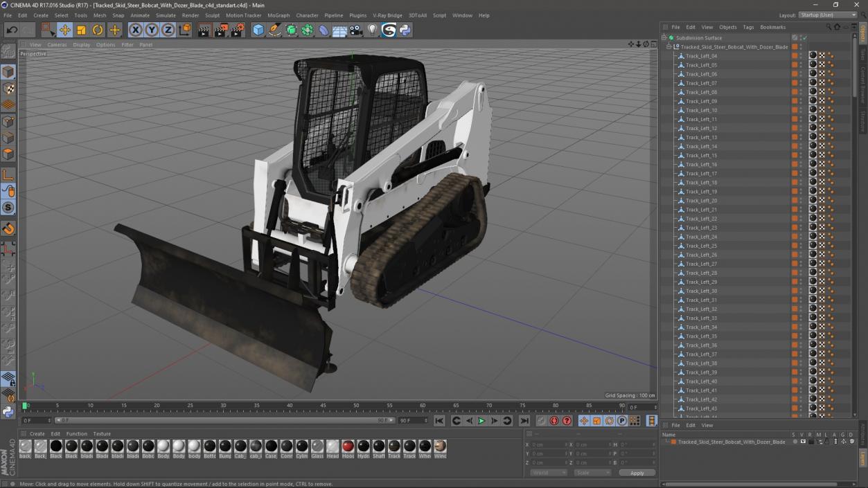 Tracked Skid Steer Bobcat With Dozer Blade 3D