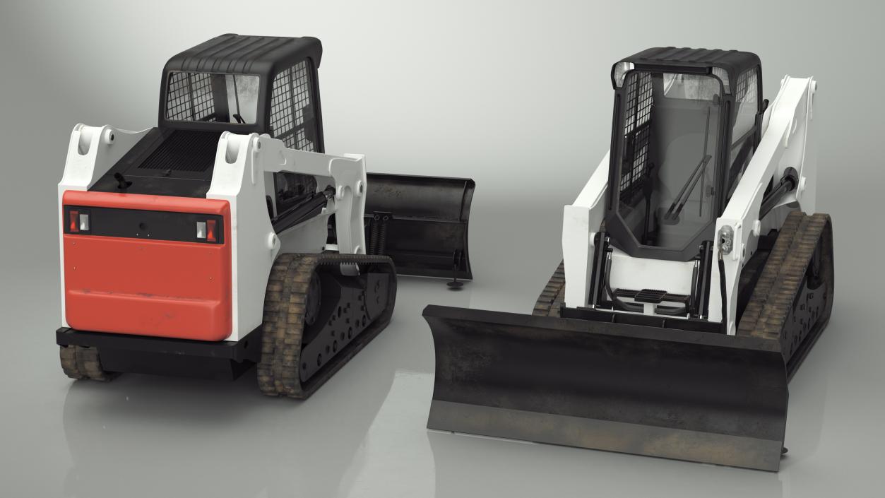 Tracked Skid Steer Bobcat With Dozer Blade 3D