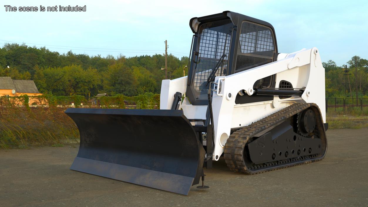 Tracked Skid Steer Bobcat With Dozer Blade 3D