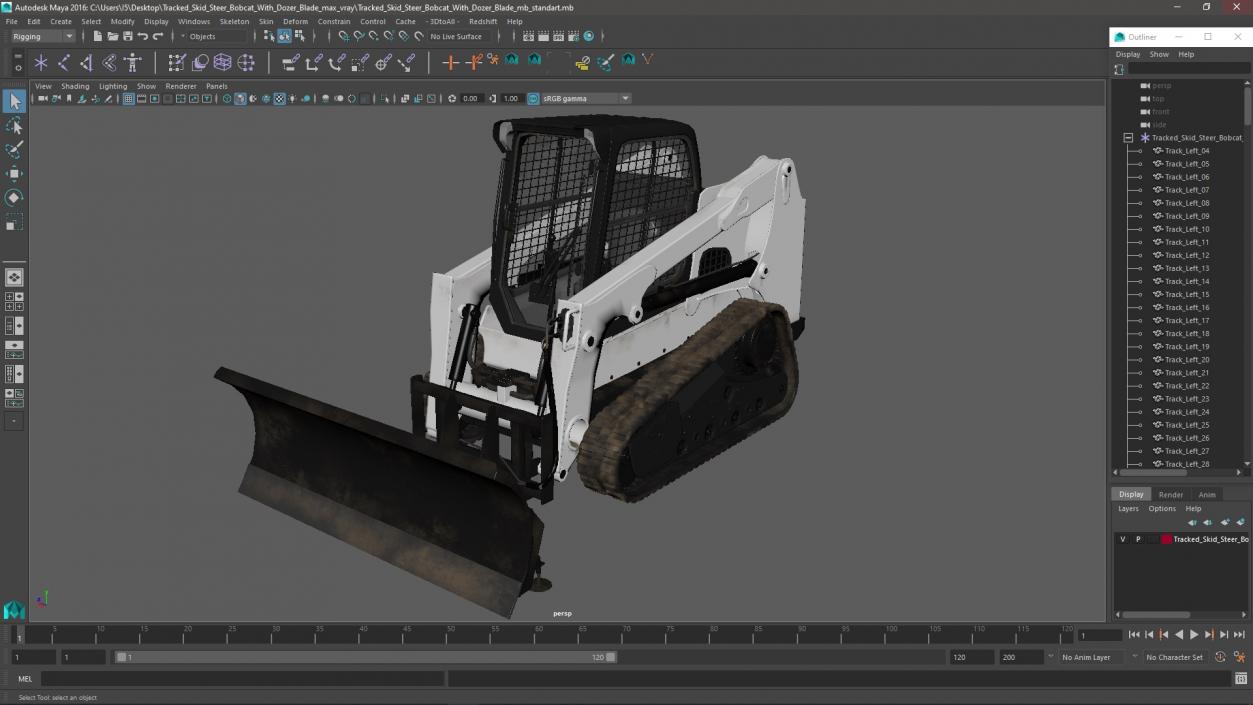 Tracked Skid Steer Bobcat With Dozer Blade 3D