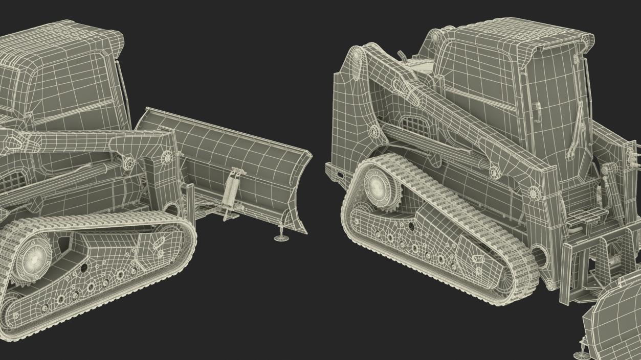 Tracked Skid Steer Bobcat With Dozer Blade 3D