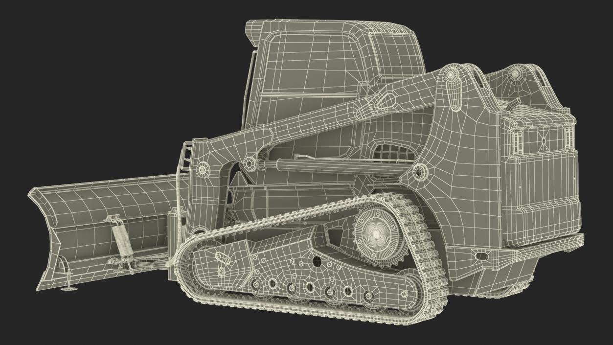 Tracked Skid Steer Bobcat With Dozer Blade 3D