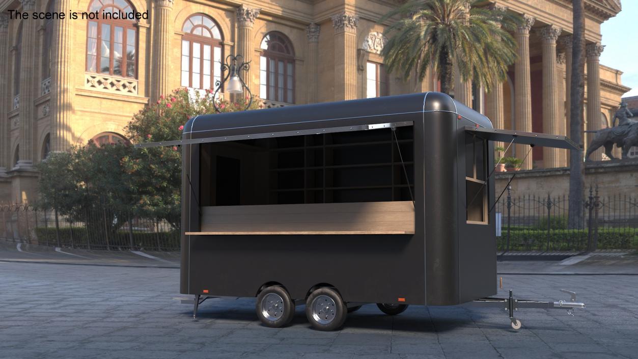 Food Trailer Black Empty 3D model