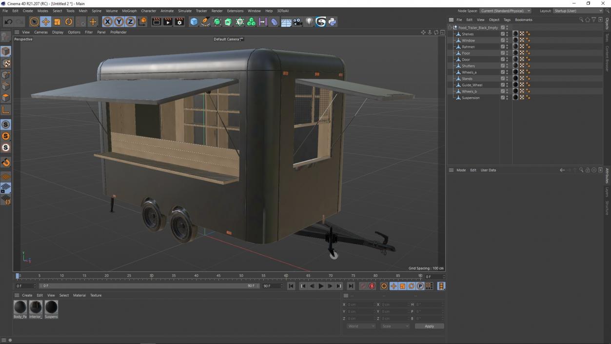 Food Trailer Black Empty 3D model