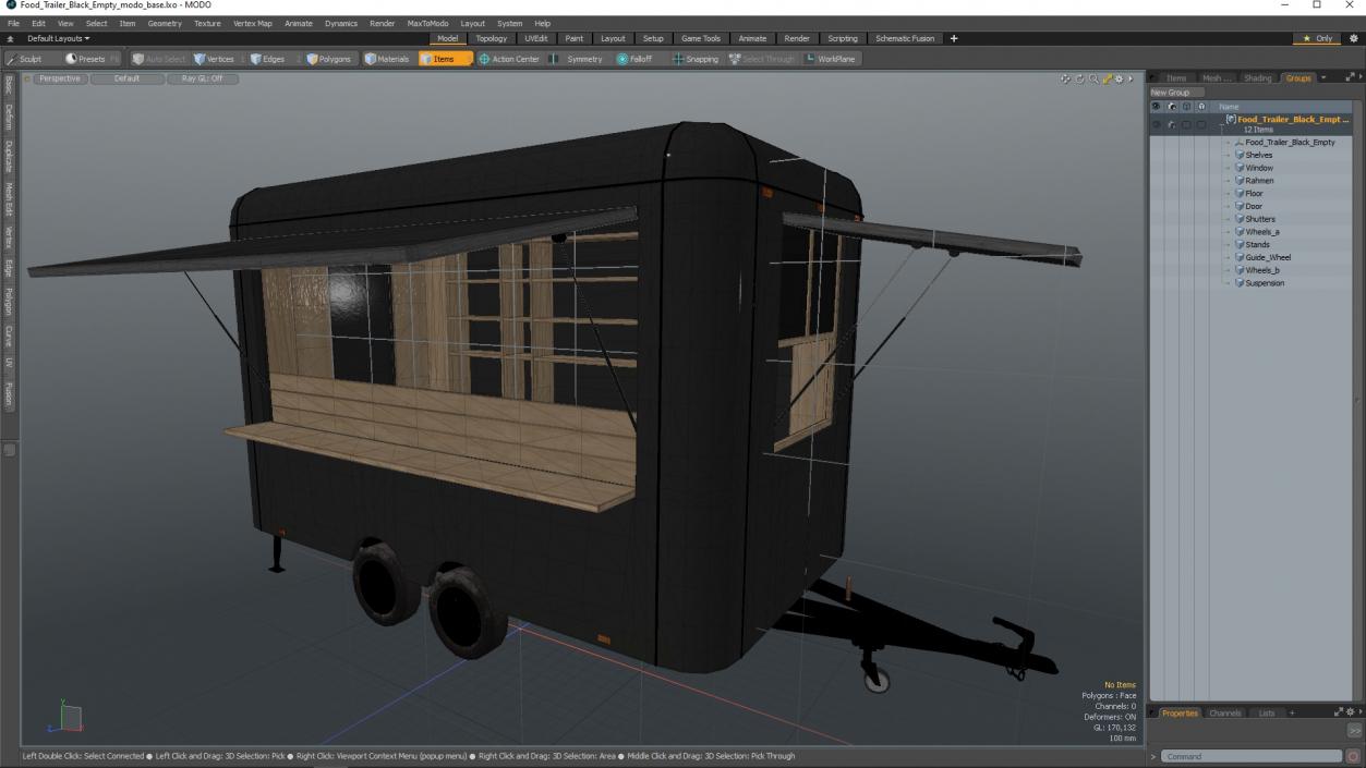 Food Trailer Black Empty 3D model