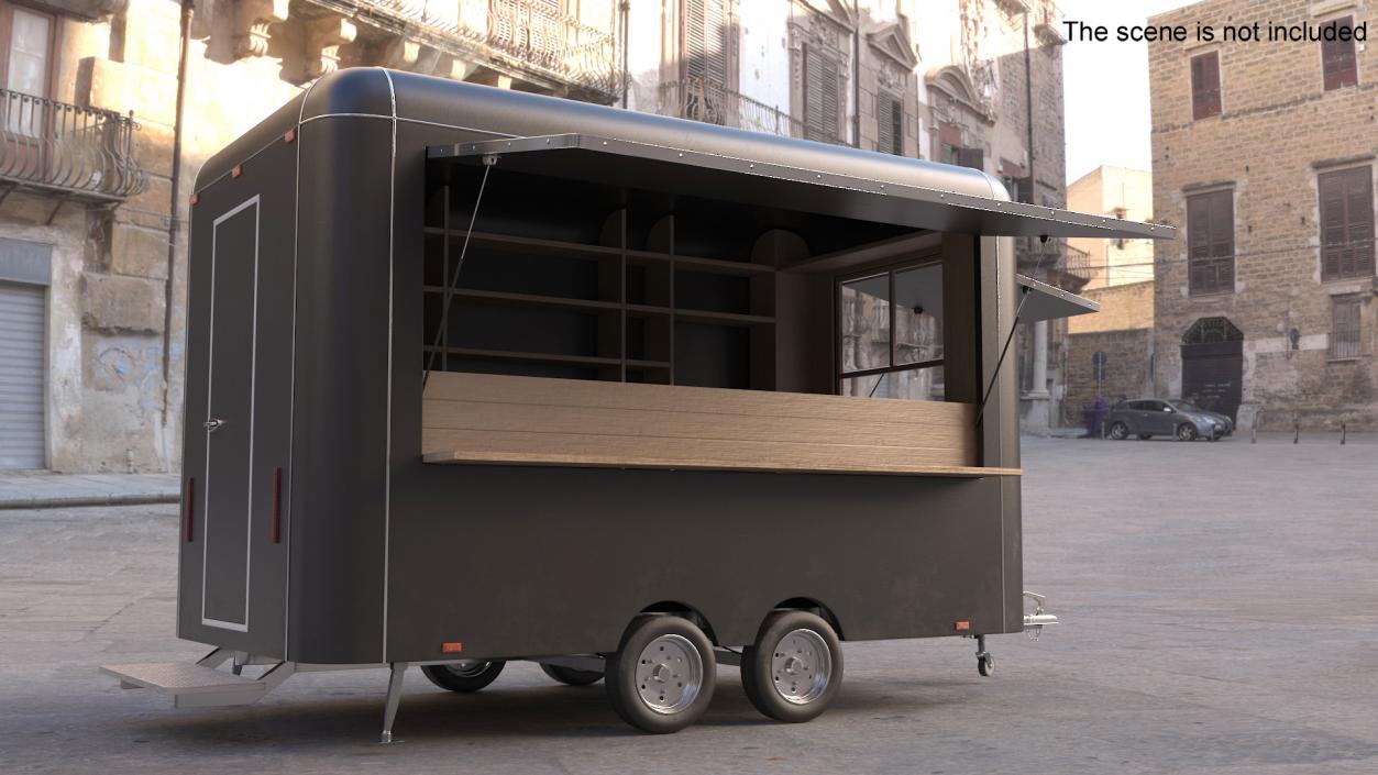 Food Trailer Black Empty 3D model