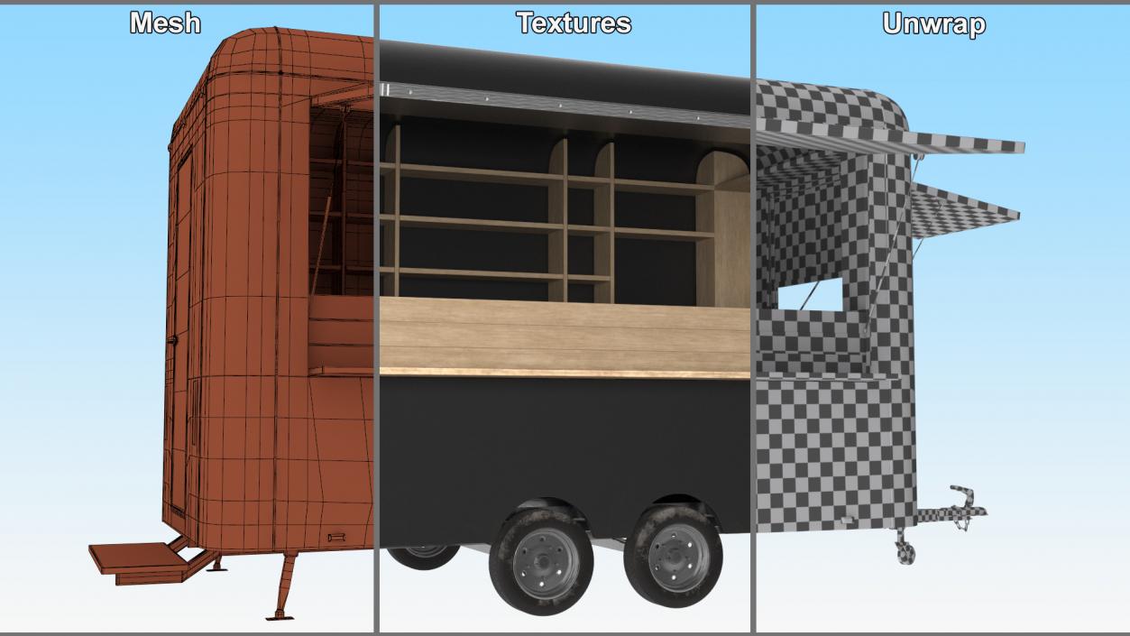 Food Trailer Black Empty 3D model